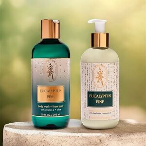 Bath & Body Works Eucalyptus Pine Body Wash and Body Lotion Set of 2pc.